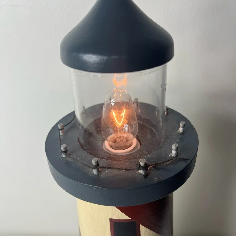 NCE Nautical Lighthouse Table Lamp Wood Coastal Beach Decor Working Light - Picture 6 of 10